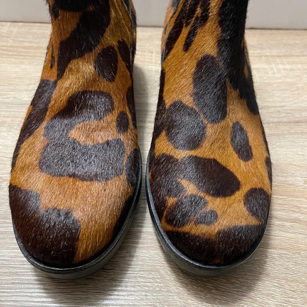 Louise Et Cie Women's EUC Zareb Leopard Cow Hair Fur Y2K Platform Boots Size 7.5